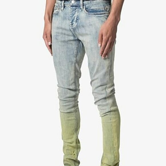 NWT 32W 34L mnml X637 Gradient Skinny Jeans Men’s Vintage Blue Green Ombré 32X34 - Picture 1 of 6